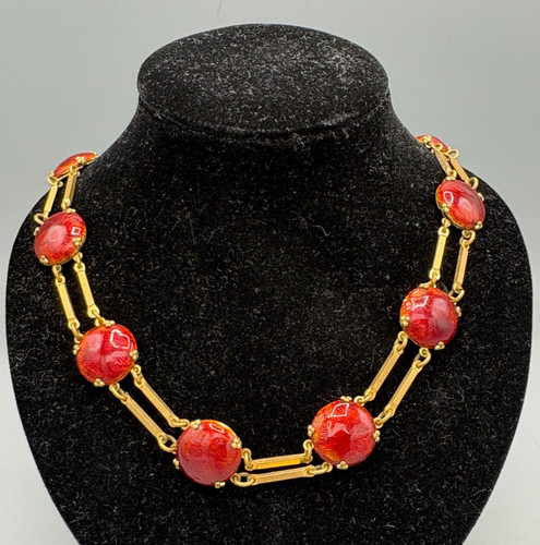 Enamel bijou collier cabochons