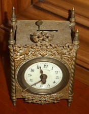 pendulette de table à colonne 1900 en bronze laiton doré à restaurer pour pièces