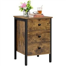 Table de Chevet Table de Nuit en Bois Cadre en Métal 3 Troirs Style Industrielle