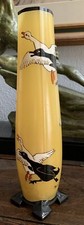 Vase en verre émaillé 1920's art déco envolée de canards signé Paul Dupont
