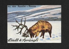 Rare Poster Stamp Swiss Lindt & Sprüngli  n. 464 : The Reindeer (1929)