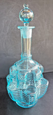 Carafe en verre bleu, modèle Cabaret Legras, Design Art Nouveau