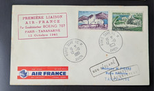 AIR FRANCE enveloppe et timbre première liaison 1961 PARIS TANANARIVE boeing 707