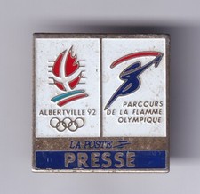 RARE PINS PIN'S .. OLYMPIQUE OLYMPIC ALBERTVILLE 1992 PRESSE LA POSTE BIG EM ~24