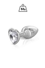 Plug anal bijou coeur en alliage aluminium Gloria argent 53G taille S bijou