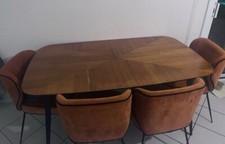 Lot de 6 chaises design en velours terracotta piètement en fer noir