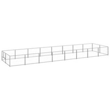 Chenil extérieur cage enclos parc animaux chien argenté 16 m² acier Helloshop26
