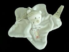 T5. DOUDOU PLAT NICOTOY OURS BLANC GRIS RAYE LES PETITS POIS DU POULAILLER NEUF*