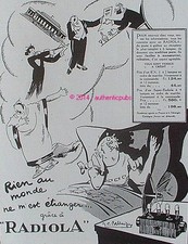 PUBLICITE RADIOLA POSTE RECEPTEUR 6 LAMPES SIGNE BELLAIGUE DE 1925 FRENCH AD PUB