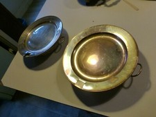 paire de CHAUFFE PLAT ancien METAL ARGENTE à nettoyer