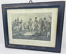 Antique french military etching framed 19th century Napoleon Austerlitz