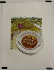 Bergman	Liège Sabena	1987 Affiche Originale Gastronomie Compagnie Aérienne