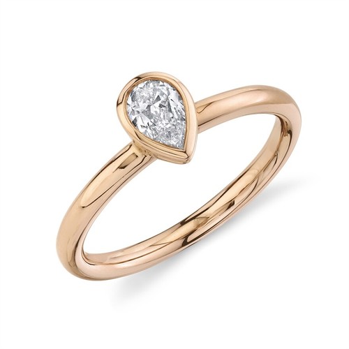 14k rose poire coupe bague - rose,