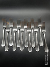 12 fourchettes de table Christofle métal argenté modèle RUBAN CROISES , 21 cm