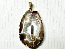 PENDENTIF AGATE/TOURMALINE