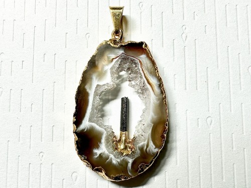 Pendentif agate tourmaline - pendentif, agate/tourmaline
