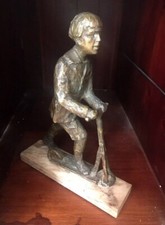 RARE ANCIENNE STATUE BRONZE ENFANT JOUANT A LA TROTTINETTE H 25 cm Socle Marbre