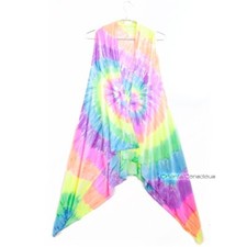 Gilet long à cravate arc-en-ciel en coton SPANDEX haute stretch / boho hippie...