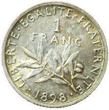 #6190 - 1 franc 1898 Semeuse en Argent SUP