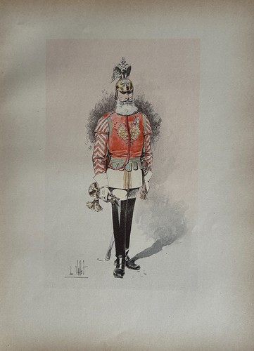 Gravure croquis cavalerie - de,