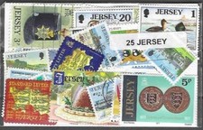 Jersey 25 timbres différents oblitérés