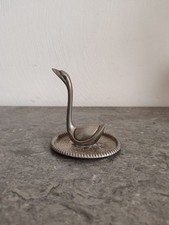 Porte-bague cygne vintage en métal argenté