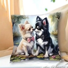 Housse de coussin LIQUIDATION ** Couple de chiens chihuahua 45 cm