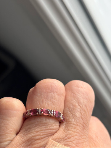Bague rose grenats - or,