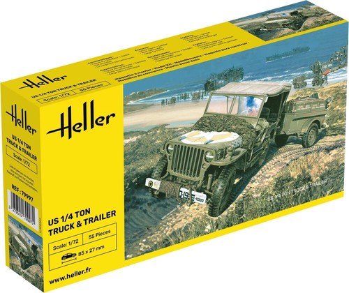 Heller jeep et remorque - jeep, 1/4