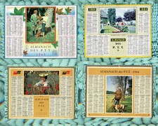 4 Calendriers Almanachs des PTT 1963 1964 1965 1966