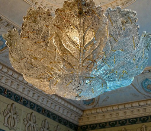 Grand plafonnier strié jaune - grand,