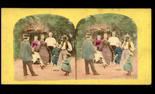 Jeux de corde à sauter, ca.1870, stéréo aquarellé  tirage d'époque  10,