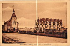 MERLIMONT PLAGE . JARDIN PUBLIC ET CENTRAL HOTEL  ( Rayure pas sur Original )