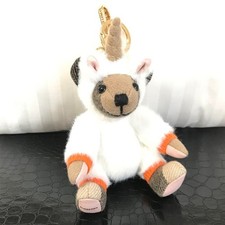 BURBERRY Thomas Bear Licorne Costume Porte-clés Sac Charm Logo Couleur Blanc/...