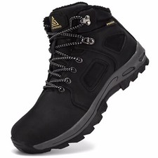 Bottes Hiver Hommes Bottines de Neige Fourrées Imperméable Cuir Boots Chaudes...