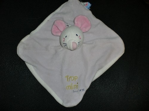 Doudou plat souris mauve rose - plat,