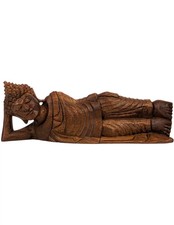 Statue de Bouddha allongé 30cm en bois de Suar  ma