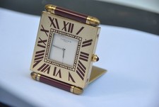 Petit Réveil de Voyage CARTIER Couleur OR,  Chiffres Romains Année 90