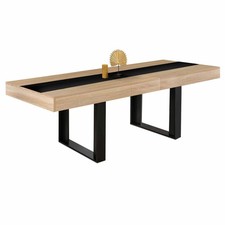 Table à manger extensible rectangle PHOENIX 4-8 personnes bois et noir bande cen