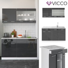 Kitchenette cuisine intégrée cuisine anthracite brillant R-LINE Single Vicco 