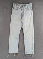 Jean Mom Taille Haute Relaxed Levi's 501 W28 L28 Bleu Lightwash Shredded Button