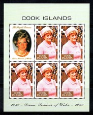 Îles Cook 1998 Mi. 1487 Mini Feuille 100% Neuf ** 1.15 $,Princesse Diana