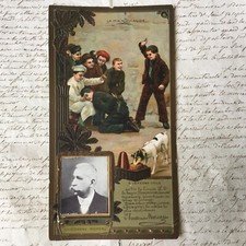 Chromo LU gaufré LEFEVRE UTILE CHOCARNE MOREAU La Main Chaude Chien 1900