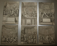 7 images pieuses XVIIIe : petites gravures chemin de croix 7 stations
