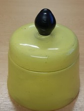 Bonbonnière boite à poudre Art Déco en  verre jaune et noir