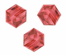   FRANCE.....   3 Perles cubes Swarovski 6 mm ( 5601 ) PADPARADSCHA