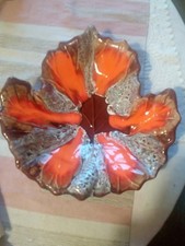 Grande coupe à fruit de Vallauris en forme de feuille d'érable signée Vallauris