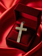 Pendentif Croix Religieuse Vintage en Nacre - Bijou Catholique Ancien