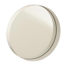 Miroir Mural Rond Déco "Bord Métal" 30cm Blanc