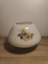 🌼 Ancien globe de lampe en verre – Décor floral vintage